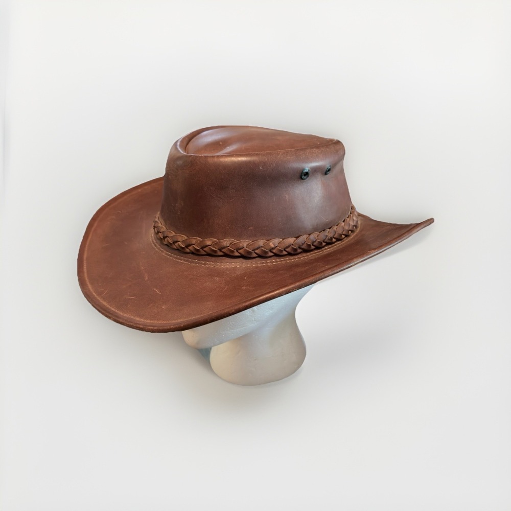 Jackaroo Leather Hat M/L Braided Band Made in Australia Bush Hat Cowboy - Picture 5 of 10